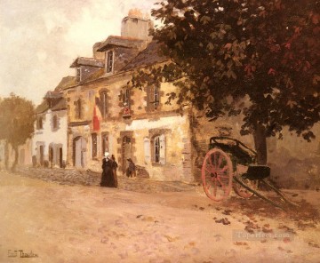 フリッツ・タロウ Painting - フランスの村の通り ノルウェージャン フリッツ タウロー